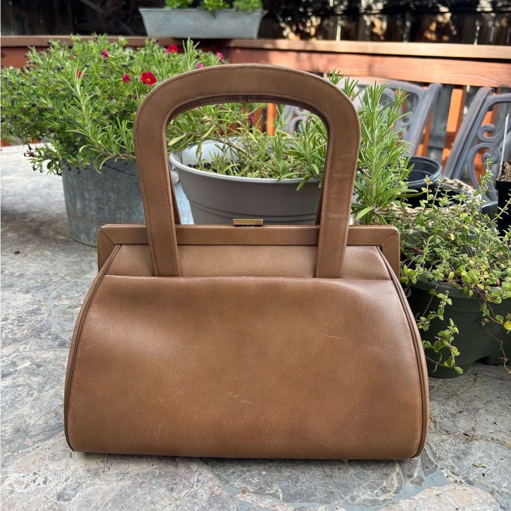 Vintage 60’s Tan Leather Satchel with Double Handles
